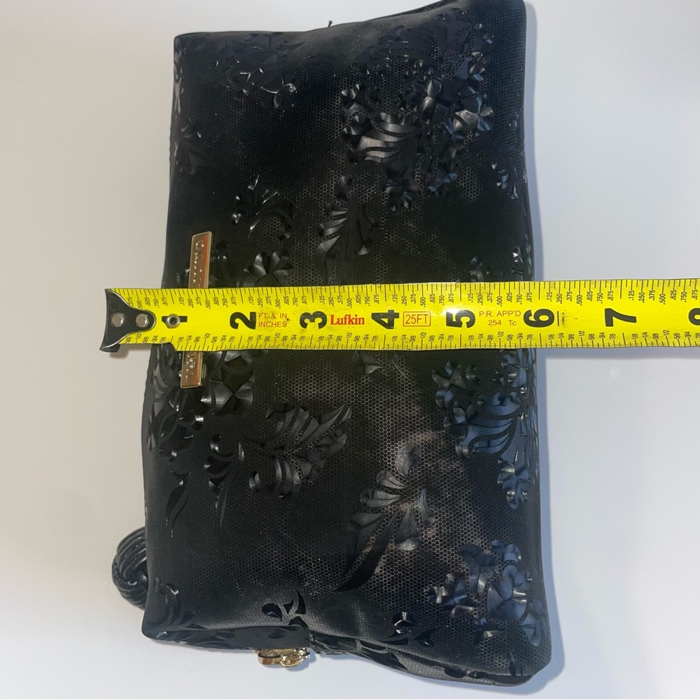 NWT Vince Camuto Black Floral Embossed Cosmetic Bag with Gold Hardware - Picture 11 of 11